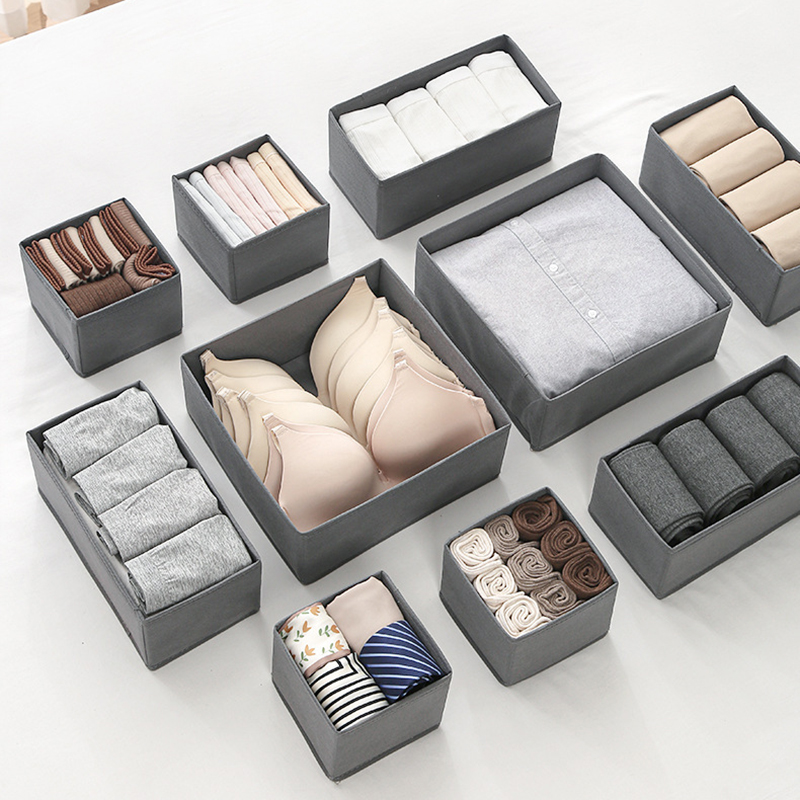 Sock Organizer Tray - กล่องจัดระเบียบลิ้นชัก ผ้าไม่ถักทอ สำหรับเสื้อผ้า ชุดชั้นใน ตู้เสื้อผ้า ตัวแบ่งช่องแบบพับได้