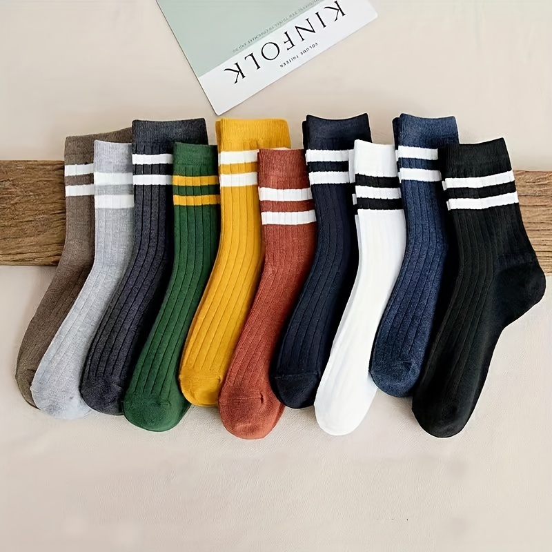Cotton Crew Sock Pack - ถุงเท้าผู้ชายลายแปลกใหม่ 5 คู่ – ถุงเท้าข้อสั้นผ้าฝ้ายลายวินเทจสุดเทรนดี้สำหรับฤดูใบไม้ร่วงและฤดูหนาว ของขวัญสุดสนุกสำหรับเขา