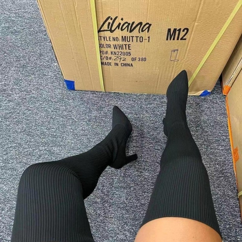 รองเท้าบูทแฟชั่นผู้หญิงแบบเซ็ก - Knee High Sock Women บทวิจารณ์และราคา