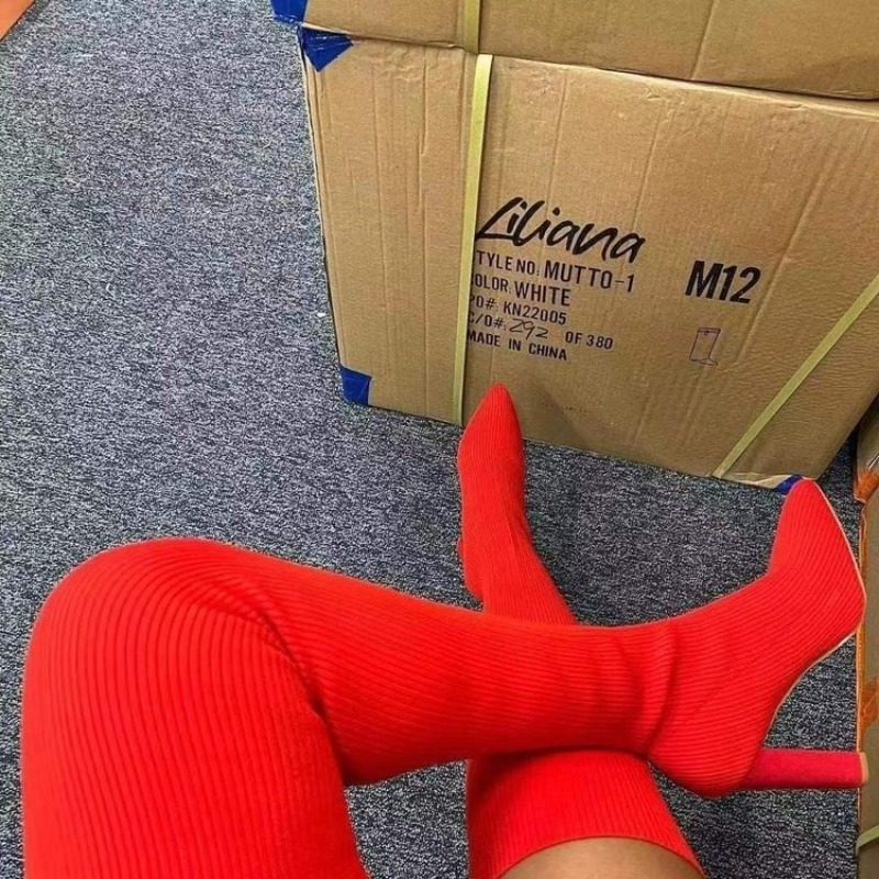 รองเท้าบูทแฟชั่นผู้หญิงแบบเซ็ก - Knee High Sock Women บทวิจารณ์และราคา