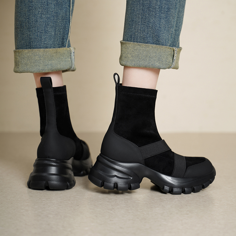 รองเท้าบูทสั้นผู้หญิง หนังกลับ - Toe Sock Split บทวิจารณ์และราคา